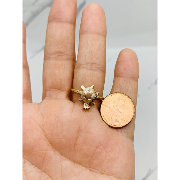 10k solid gold pendant turtle   ❤️ Size 7.5 - Multi-tone gold - tortuga - Picture 3 of 5